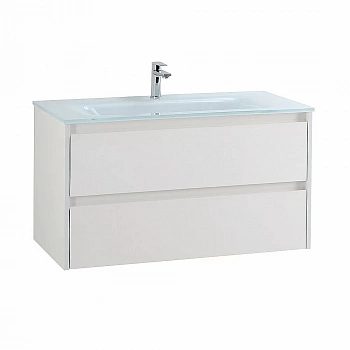 Тумба с раковиной BelBagno KRAFT 100 белая матовая/раковина стеклянная матовая