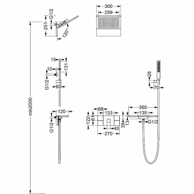 Верхний душ Vincea Futura VSHD-2F11MB черный