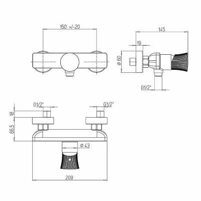Смеситель для душа PAINI Domus 18PJ511PZ золото матовое