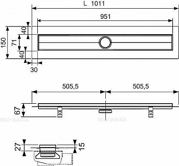 Душевой лоток TECE Drainline 601000 100 хром