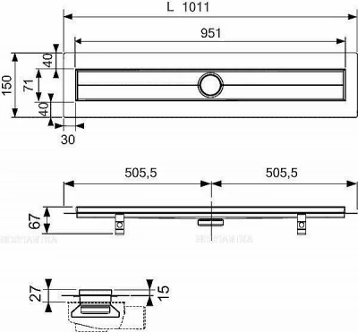 Душевой лоток TECE Drainline 601000 100 хром