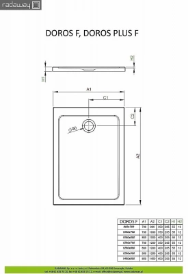 Душевой поддон Radaway Doros F SDRF1280-01 120x80 белый