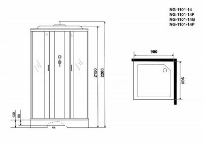 Душевая кабина Niagara Classic NG-1101-14F 90x90 с гидромассажем