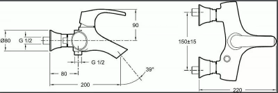Смеситель для ванны и душа Jacob Delafon SYMBOL E71680-CP