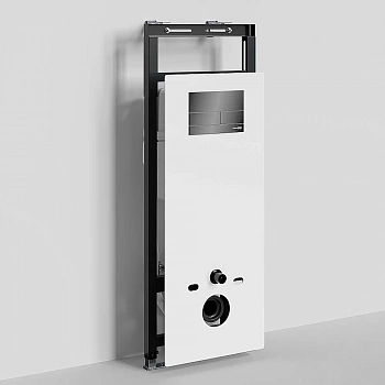 Инсталляция для унитаза WasserKraft Salm 27TLT.010.ME.WH.PB04 с черной глянцевой кнопкой