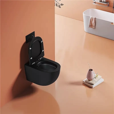 Унитаз подвесной CeruttiSpa OGLIO Aria MB CT9239 безободковый, с крышкой микролифт, черный матовый