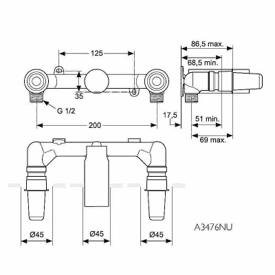 Скрытая часть для настенного смесителя Ideal Standard CELIA A3476NU