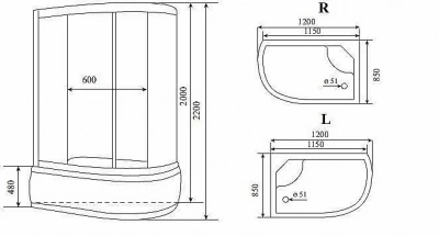 Душевая кабина Timo Comfort T-8820 120х85 стекло матовое