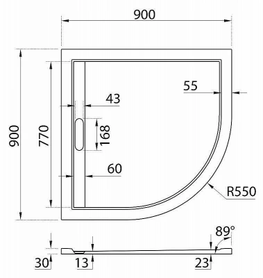 Душевой поддон Cezares TRAY AS-R 90x90 черный