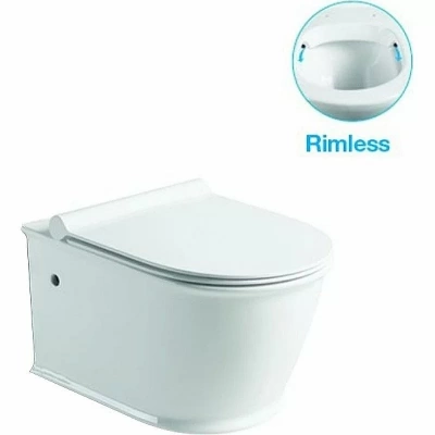 Унитаз подвесной SantiLine SL-5009 + SL-01 безободковый, с инсталляцией, с крышкой микролифт и кнопкой хром