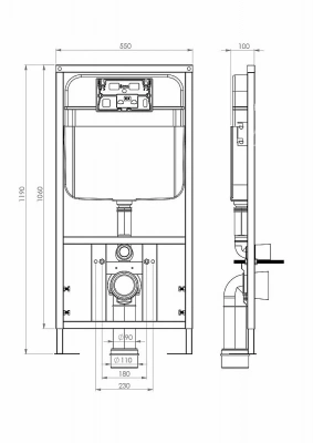 Инсталляция для унитаза SantiLine SL-03 с кнопкой хром