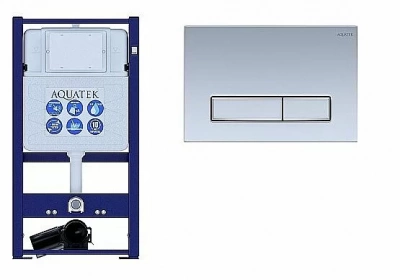Инсталляция для унитаза Aquatek INS-0000016 с кнопкой KDI-0000027 никель