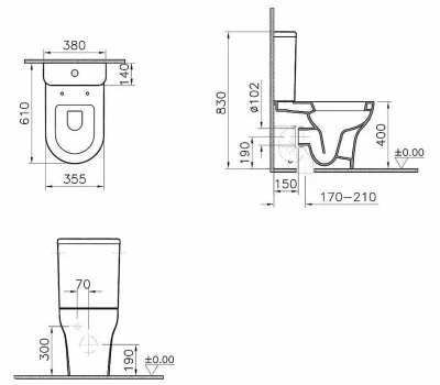 Унитаз Vitra Zentrum 9012B003-7202 с бачком, с крышкой микролифт, белый