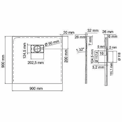 Душевой поддон WasserKRAFT Main  41T03 90х90