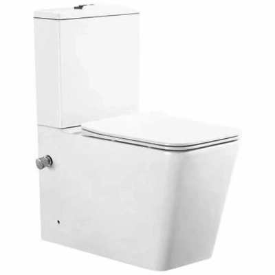 Унитаз-компакт SantiLine SL-5017SM-BD безободковый, с бачком, с крышкой микролифт, белый