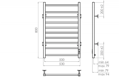 Полотенцесушитель электрический Vincea VTD-1LWE 50x80