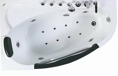 Ванна акриловая Gemy Glass Panel G9046 B 161х96 белая с гидромассажем
