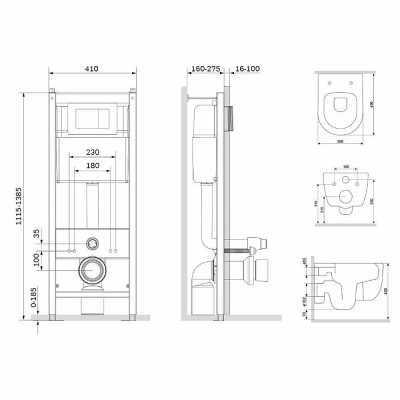 Унитаз подвесной Damixa Sirius DX86.IS10101.1700 белый, с крышкой микролифт, с инсталляцией, безободковый
