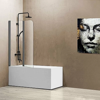 Шторка для ванны Vincea VSB-12114CLGM 114×140 стекло прозрачное/профиль вороненая сталь