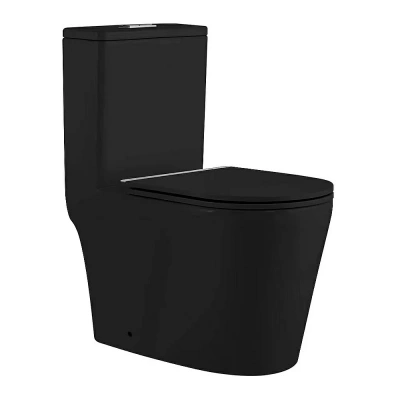 Унитаз моноблок SantiLine SL-5029MB  слив торнадо, безободковый, с бачком, с крышкой микролифт, черный матовый