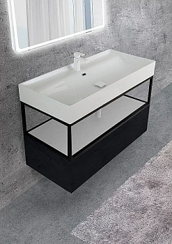Консоль с раковиной Cezares Cadro 100 с 1 ящиком черная