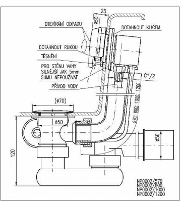 Слив-перелив для ванны Rav-Slezak NP0002/570CMAT
