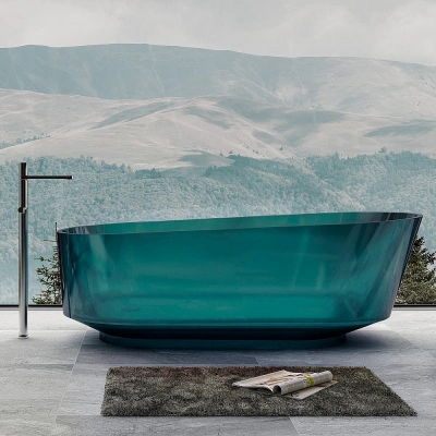 Ванна Abber Kristall AT9706Aquamarin 170x80 бирюзовая прозрачная