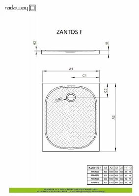 Душевой поддон Radaway Zantos F M3ZNF1090-06 90x100 белый