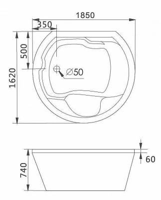 Ванна акриловая Gemy Built-in G9053 K 185х162 белая с гидромассажем