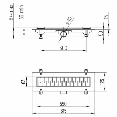 Душевой лоток PAINI Medium CH550MN 55 с рамкой, хром