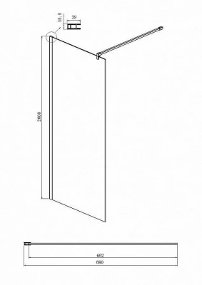 Душевое ограждение Ambassador "Walk-in", прозрачная перегородка, 70x200см