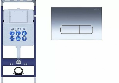 Инсталляция для унитаза Aquatek Easy Fix INS-0000010 с кнопкой KDI-0000016 хром глянцевый