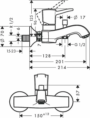 Смеситель для ванны Hansgrohe Metropol Classic 31340090