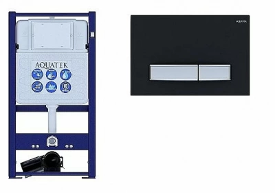 Инсталляция для унитаза Aquatek INS-0000016 с кнопкой KDI-0000026 черная матовая/никель