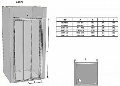 Душевая дверь Ravak SUPERNOVA ASDP3 00VJ03R2ZG 130x198 черный/Grape