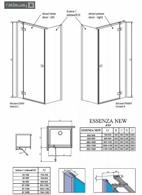 Душевой уголок Radaway Essenza New KDJ 90х90