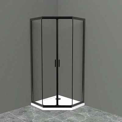 Душевой уголок BelBagno UNO-195-P-2-90-C-NERO 90х90 стекло прозрачное/профиль черный