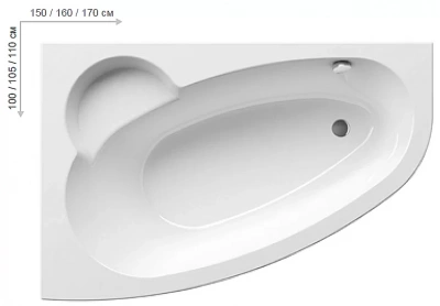 Ванна акриловая Ravak ASYMMETRIC 150X100 белая