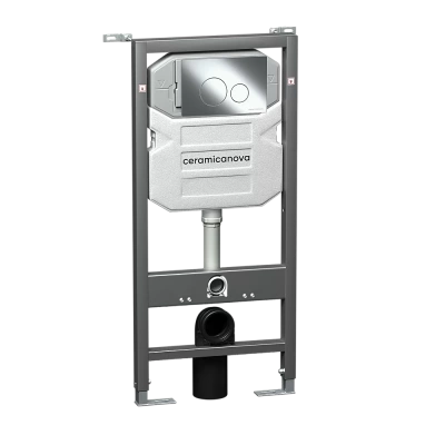 Унитаз подвесной Ceramica Nova Balearica CN6000_1002W_1000 безободковый, с крышкой микролифт, с инсталляцией и белой кнопкой