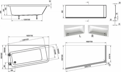 Ванна акриловая Ravak 10° 160x95