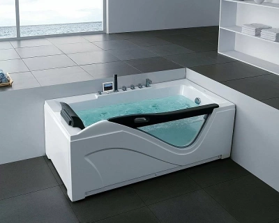 Ванна акриловая Gemy Glass Panel G9055 K 181x92 белая с гидромассажем