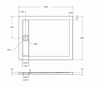 Душевой поддон BelBagno TRAY-BB-DUE-AH-100/80-4-W0 100х80 белый