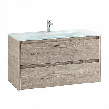 Тумба с раковиной BelBagno KRAFT 80 белый дуб галифакс/раковина стеклянная глянцевая