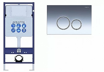 Инсталляция для унитаза Aquatek Standart INS-0000012 с кнопкой KDI-0000018 хром глянцевый