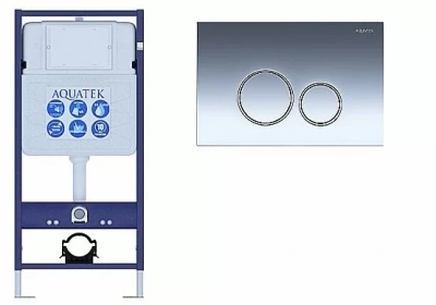 Инсталляция для унитаза Aquatek Standart INS-0000012 с кнопкой KDI-0000018 хром глянцевый