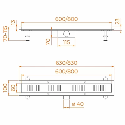 Душевой трап RGW SDR-34B-80 Черный