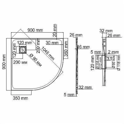 Душевой поддон WasserKRAFT Elbe 74T01 90x90