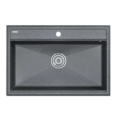 Кухонная мойка Paulmark STEPIA 80 + коландер ADVANCE PM117551-DG+A375-BS графит
