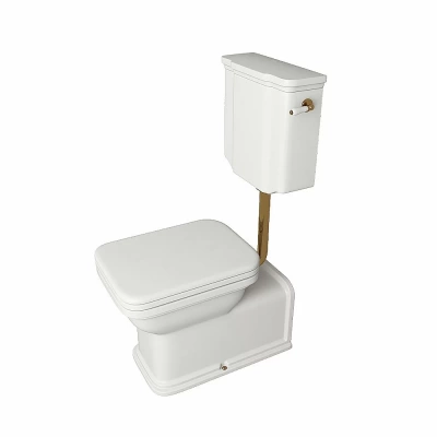 Унитаз напольный Kerasan Waldorf 4116 c низким бачком 4183 Белый/ручка золото