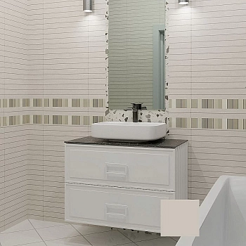 Тумба с раковиной La Fenice Cubo Twin 80 бежевая матовая, столешница черная/ручки белые